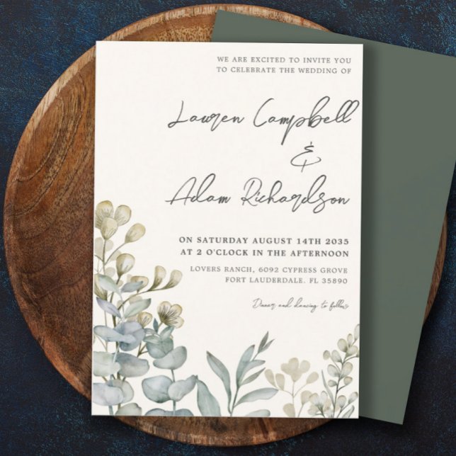 Invitación Boda Boho Eucalipto Salvia y Beige  (Subido por el creador)
