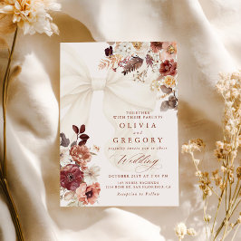 Invitación Boda Boho Fall Floral White Bow