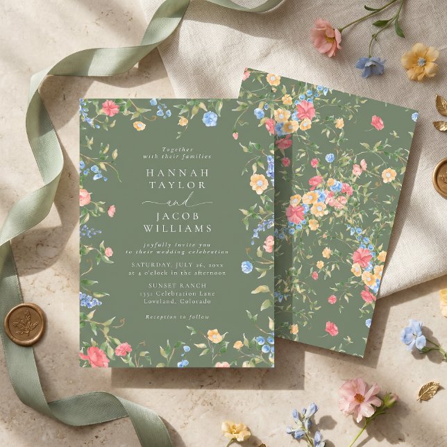 Invitación Boda Boho Flor Silvestre Verde Salvia (Subido por el creador)