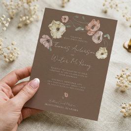 Invitación Boda Boho Floral Acuarela Amapola Islandesa