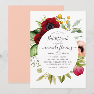 Invitación Boda Boho Floral Bat Mitzvah acuarela