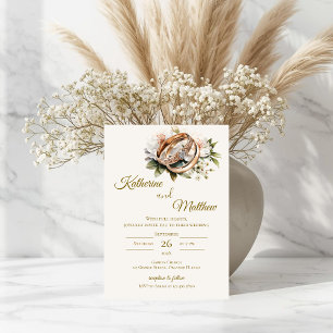 Invitación Boda boho floral con anillos