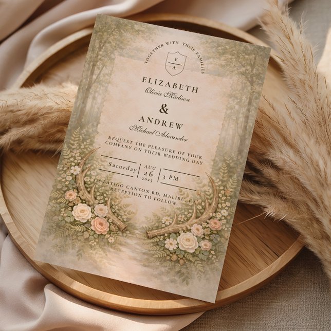 Invitación Boda Boho Floral de Cuerno (Subido por el creador)