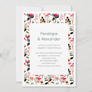Invitación Boda Boho Floral de Jardín de Primavera Rosa Verde
