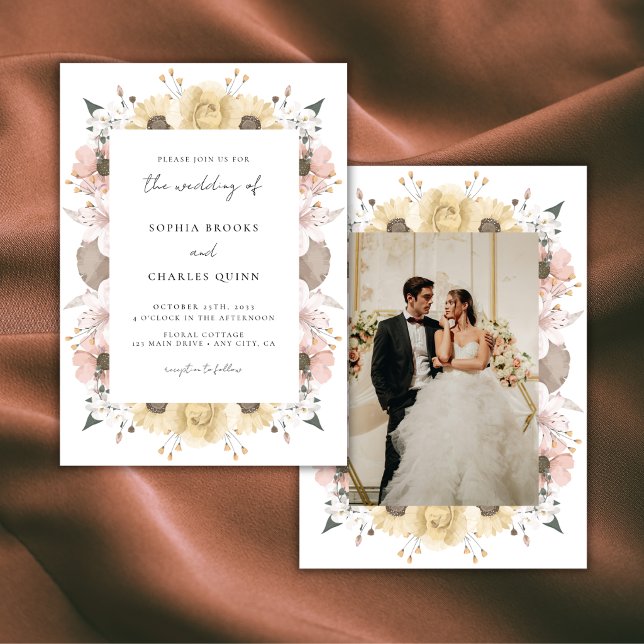 Invitación Boda Boho Floral Rústica Romántica Foto (Subido por el creador)