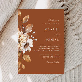 Invitación Boda Boho Floral Terracota Moderna y Elegante de O