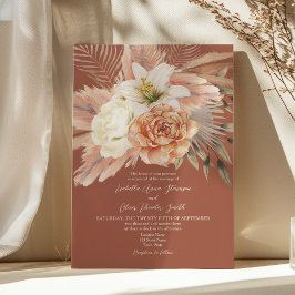 Invitación Boda Boho Floral Terracota Otoño