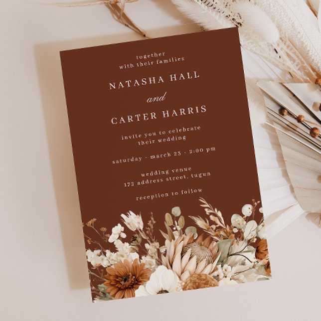 Invitación Boda Boho Flores Ricas Hermosas (Subido por el creador)