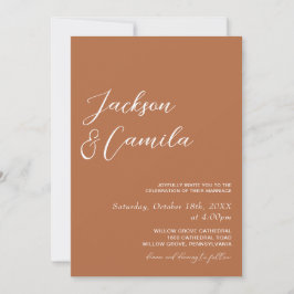 Invitación Boda Boho Foto Naranja Quemada