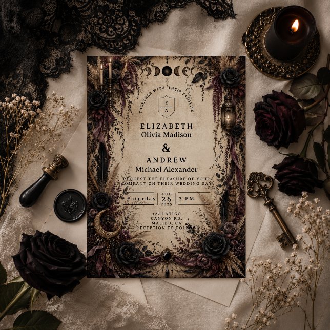 Invitación Boda Boho Góthica (Subido por el creador)