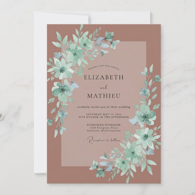 Invitación Boda Boho Malva Silenciada (Anverso)