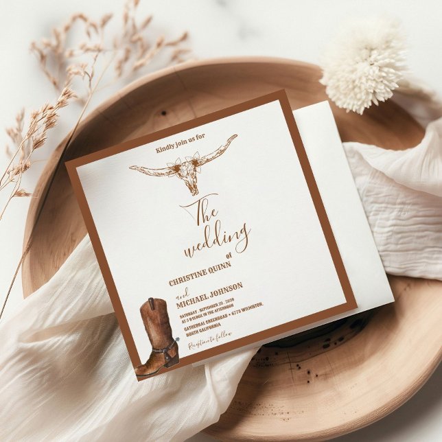Invitación Boda Boho Minimalista moderno de Cowboy Occidental (Subido por el creador)
