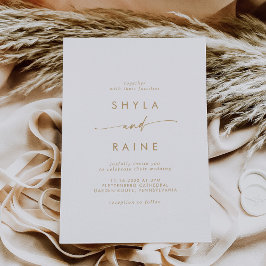 Invitación Boda Boho Moda Oro y Casual Blanco