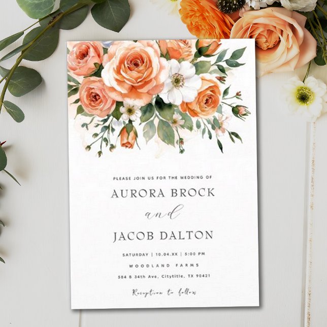 Invitación Boda Boho Moda Peach y White Flowers (Subido por el creador)
