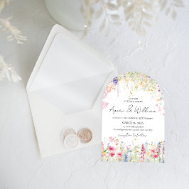 Invitación Boda Boho moderno de acuarela de flores de jardín