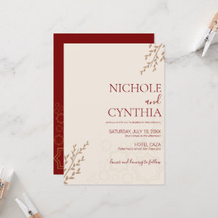 Invitación Boda Boho Moderno de Terracota Naranja Quemada