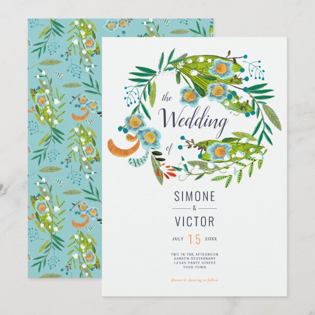 Invitación Boda Boho Moderno Floral Lirio del Valle (Anverso / Reverso)