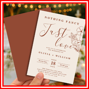 Invitación Boda Boho Naranja Quemada Sin Adornos Solo Amor