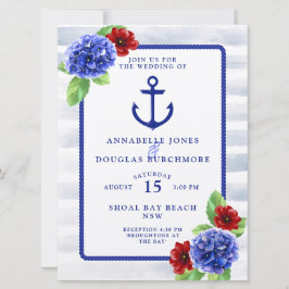 Invitación Boda Boho Nautical White Floral Watercolor