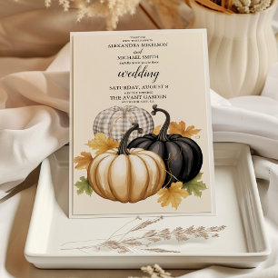 Invitación Boda Boho Negra y Dorada de Calabaza