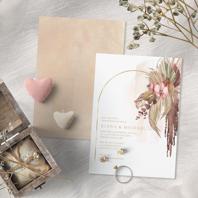 Invitación Boda Boho Oasis Floral Ensayo de Cena ID959 (Subido por el creador)