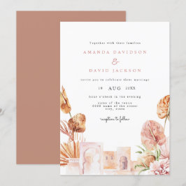 Invitación Boda Boho occidental del desierto de las hojas sec