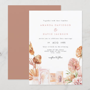 Invitación Boda Boho occidental del desierto de las hojas sec