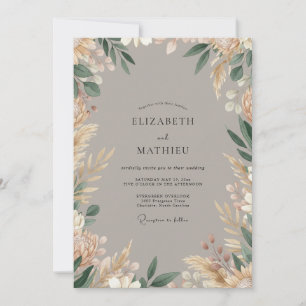 Invitación Boda Boho Orgánica Beige