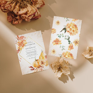 Invitación Boda Boho Otoño Calabaza Floral