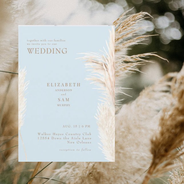 Invitación Boda Boho Pampas Cielo Azul Juntos (Subido por el creador)
