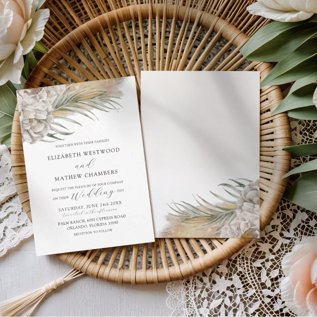 Invitación Boda Boho Pampas Grass y Floral Neutral (Subido por el creador)