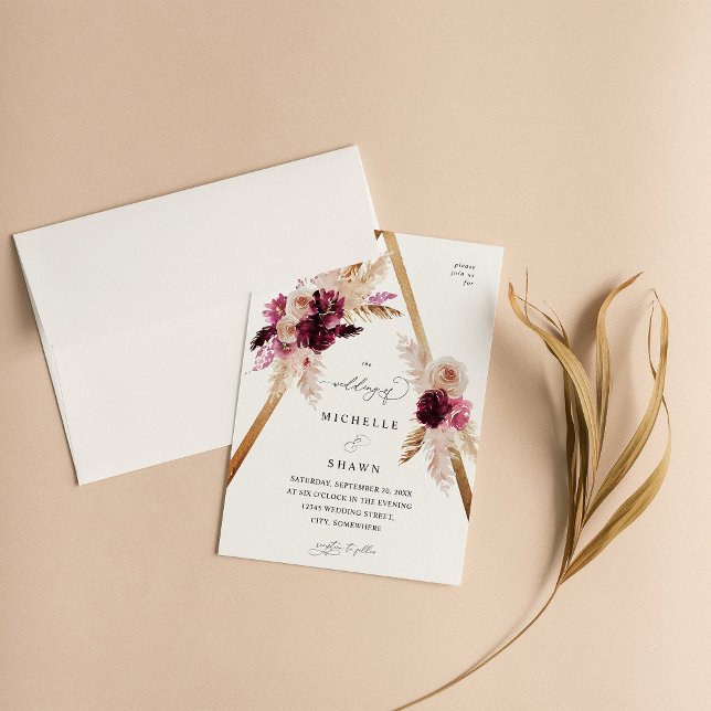 Invitación Boda Boho Pampas Pampas Grass Floral (Subido por el creador)