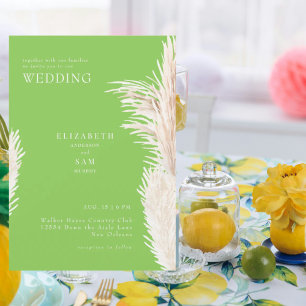 Invitación Boda Boho Pampas Verde Lima Juntos