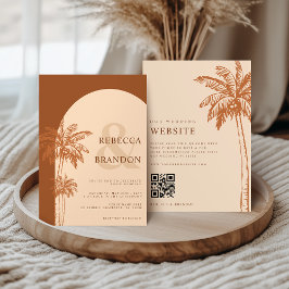 Invitación Boda Boho Playa Palma Código QR Terracota