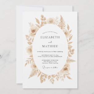 Invitación Boda Boho Refinada Beige