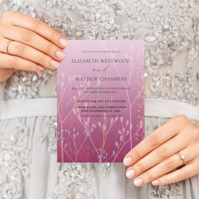 Invitación Boda Boho Rosa Hierbas y Follaje Silvestres (Subido por el creador)
