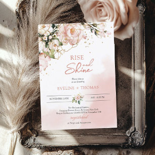 Invitación Boda boho rosa rubor floral dorado rise and shine