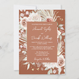 Invitación Boda Boho Rustic Floral Terracotta