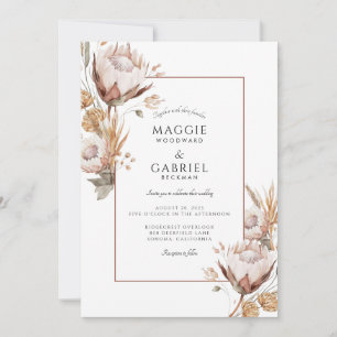 Invitación Boda Boho Rustic Terracotta Wildflowers