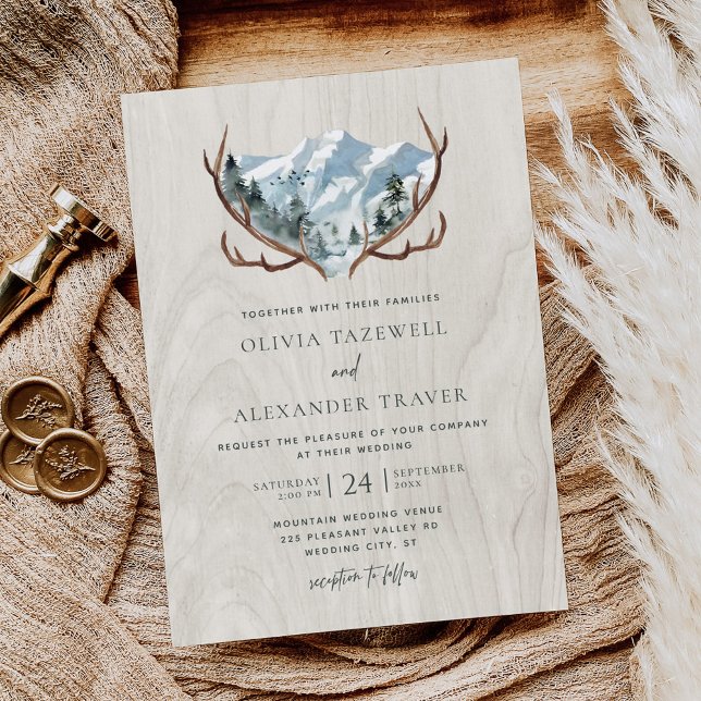 Invitación Boda Boho Rustic Wood Antlers (Subido por el creador)