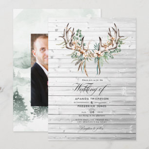 Invitación Boda Boho Rústica de Algodón y Eucalipto