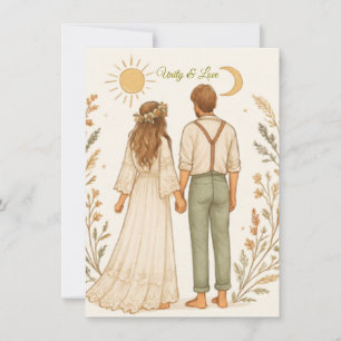 Invitación Boda Boho Rústica Vaquero Guardar la Fecha
