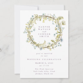 Invitación Boda Boho Spring Wreath Wildflower Pampas
