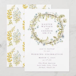 Invitación Boda Boho Spring Wreath Wildflower Pampas