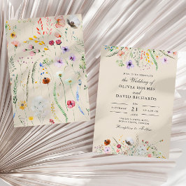 Invitación Boda Boho Taupe Wildflower Meadow