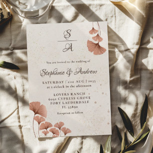 Invitación Boda Boho Terracota y Acuarela con Monograma 