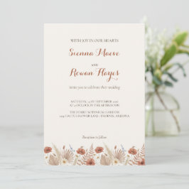 Invitación Boda Boho Terracotta Arco y Pampas