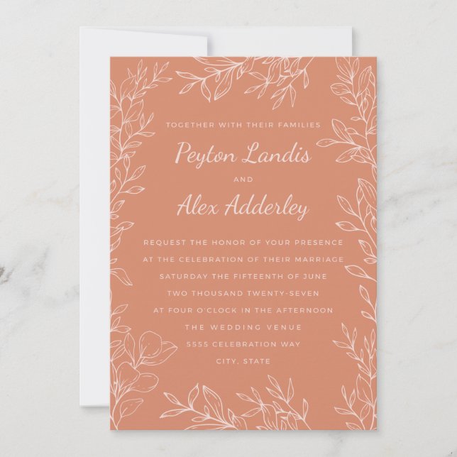 Invitación Boda Boho Terracotta Rubor (Anverso)