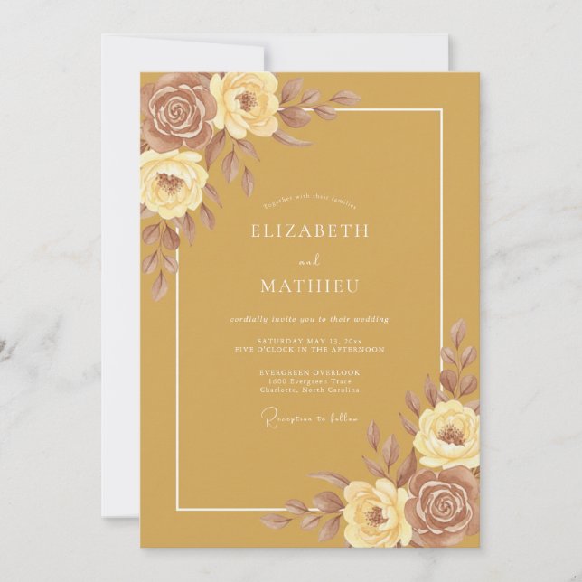 Invitación Boda Boho Terrosa Vara de Oro (Anverso)