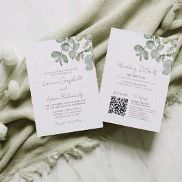 Invitación Boda Boho Todo En Uno Verde Salvia Eucalipto